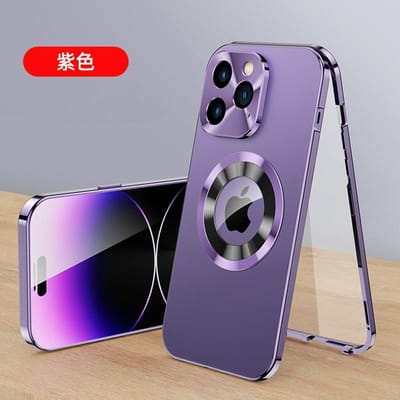 Voor iPhone 17 16 15 14 13 12Pro Max Volledig Aluminium Metaal Magnetische Hoes Dubbelzijdige Bescherming Schokbestendige Cover Schermbeschermer For iPhone 13Pro Max&Case & Camera Protector