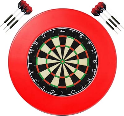 A-merk Darts Set - dartbord - (BEST getest) + surround ring rood + 2 sets Dragon Spider - dartpijlen