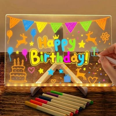 QTTVBTNA - Lightpad - Tekentablet - LED - Uitwisbaar Lichtgevend Tekenbord met Kleuren Stiften - Voor DIY Kunst Decoratie en Creatieve Projecten - 30x20 cm