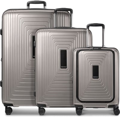 Redolz Essentials 14 4 wielen Kofferset 3-delig met uitbreidingsplooi - Harde bagage - TSA slot - coffee grey metallic