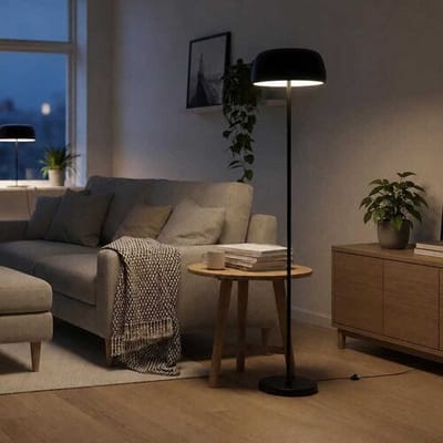 Lusenz - Voryn - Zwarte Staande lamp Metaal 150 cm - Klassiek modern design - Woonkamer lamp - E27 fitting - Met voetschakelaar - Incl. Metalen Lampenkap