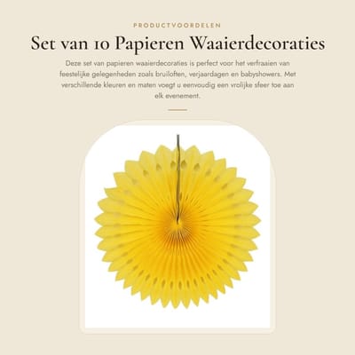 Dailygoods- Papieren Bloemen Decoratie - Papieren Waaiers - Feest Decoratie - Bruiloft - Verjaardag - Knutselpapier - 20 cm/25 cm/30 cm - Feestdecoratie