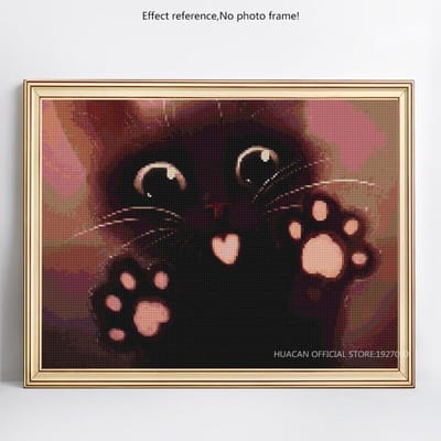 Diamant borduurwerk dier diamant schilderij kat foto van strass 20X30CM black