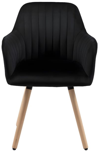 Vente-unique Stoel met armleuningen ELEANA - Fluweel & Metaal met houteffect - Zwart