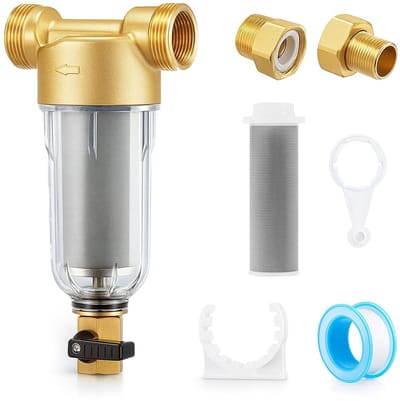 Herbruikbaar fijnfilter met adapter: 1"- G3/4" MNPT waterkraanfilter voor drinkwater, bronwater en tuinslangfiltratie