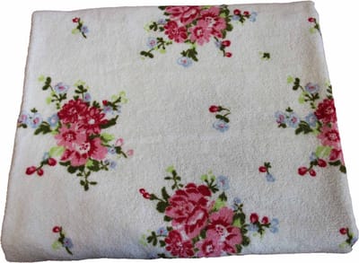 Homescapes badstof douchedoek wit vintage bloemen roze