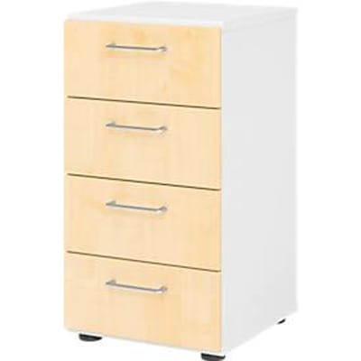 Breno ladekast, 4 laden, metalen handgrepen, B 400 x D 420 x H 748 mm, wit/mapulier