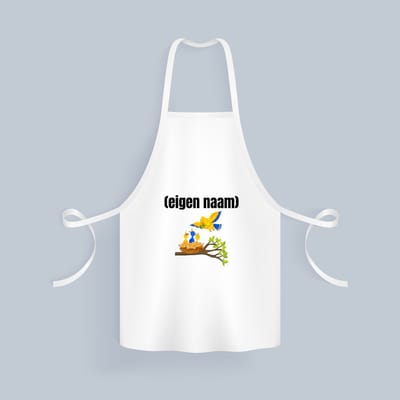 Akyol - vogels en nest met eigen naam Keukenschort - Vogels - dieren liefhebber - iemand die houdt van vogels - verjaardag - cadeau - kado - geschenk - 82 bij 71 cm