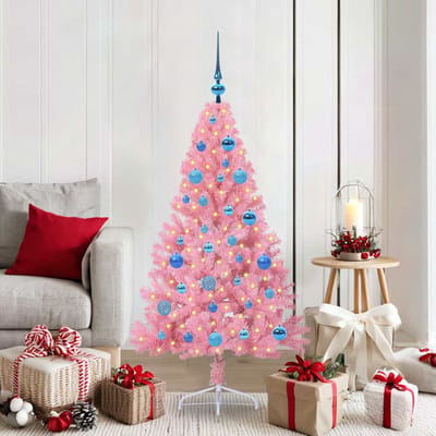 vidaXL - Kunststof - Voorverlichte - Kerstboom - met - 150 - LED - Roze - 150 - cm - PVC