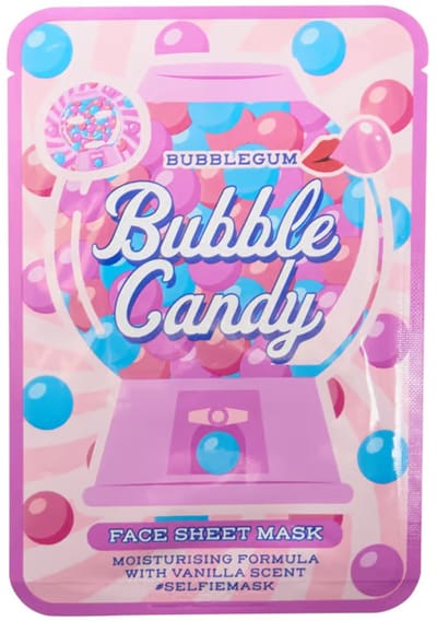 Bubblegum sheet mask - gezichtsmasker kauwgomballen - vochtinbrengend masker - vanille - selfiemask bubble candy - 20ml - vegan