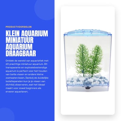 Dailygoods- Aquarium Draagbaar - Acryl Miniatuur Aquarium - Betta Aquarium - Zoetwater Houder - Transparante Isolatiepanelen - Hoog Lichttransmissie - Mini Aquarium