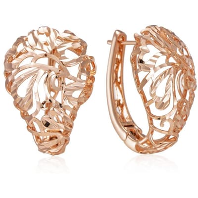 Mode Créatif Fleur Creuse Boucle d'Oreille Brillante Grande Pour Femmes Inhabituel Couleur Or Rose Ethnique Mariée Bijoux Vintage beige