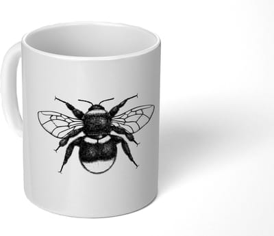 Mok - Koffiemok - Hommel - Botanisch - Retro - Insecten - Mokken - 350 ML - Beker - Koffiemokken - Theemok