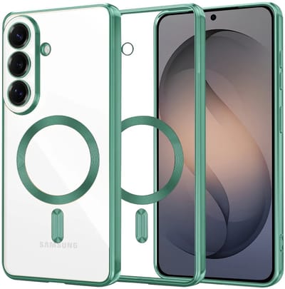 Hoesje geschikt voor Samsung Galaxy S26 - Techsuit Luxury Crystal Back Cover - Geschikt voor MagSafe - Transparant/Lichtgroen