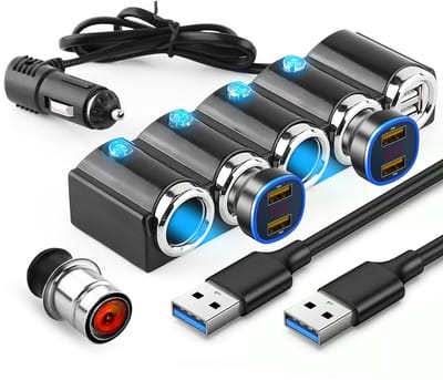 Allecto - 4-weg Autolader - Sigarettenaansteker Splitter - 120W - Zwart - Multi Socket - Dual USB - Ideaal voor onderweg - 12V-24V