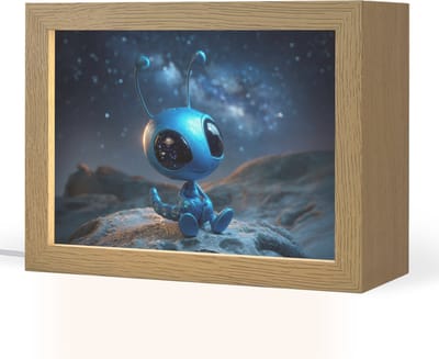 Nachtlampje 20x15 cm - Kinder lampje - Ruimtewezen - Blauw - Galaxy - Tafellamp kinderkamer - Slaapkamer lamp - Bedlamp kinderen - Kinderlampje stopcontact - Wandlamp babykamer - Nachtlampjes