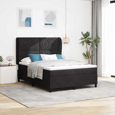 vidaXL - Boxspring - bed - met - hoofdeinde - Zwart - 200 - x - 140 - cm - Fluweel