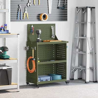 vidaXL - Gereedschapswagen - Olijfgroen - 65 - x - 35 - x - 111 - cm - Koudgewalst - staal