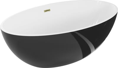 Mexen Nike vrijstaande badkuip 175 x 100 , wit/zwart, overloop goud - 54071751075-50