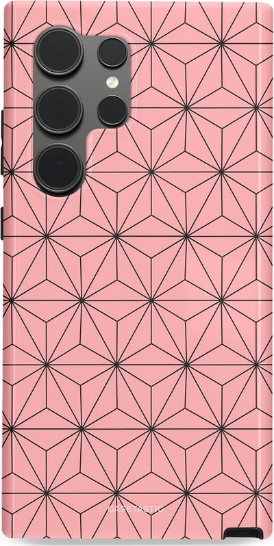 Casetastic Hoesje Geschikt voor Samsung S24 Ultra - Stijlvolle Beschermende Duo-layer Case - Roze Zwarte Fashion Paris Patroon