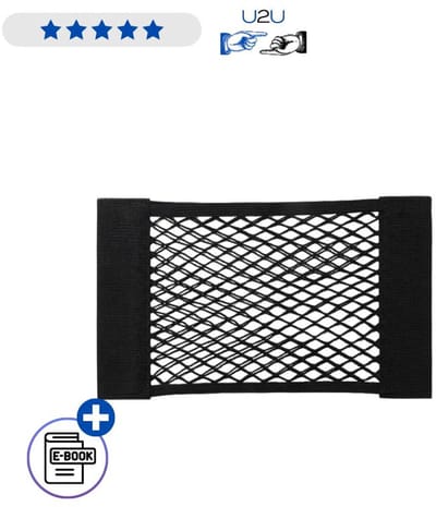 Auto Kofferbak Net Organizer 20x26 cm Met Schroefbevestiging Sterke Opbergzak Zwart Met Ebook
