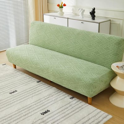 housse de canapé-lit jacquard tout inclus, housses de canapé-lit futon extensibles, protège-canapé pour enfant, animaux de compagnie, facile à laver S(length 120-155cm) beige