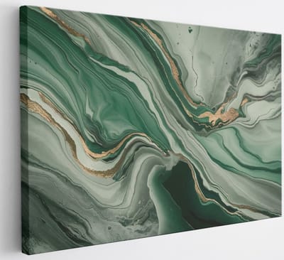 Saammp Canvas Schilderij - Groen marmer - Abstract - 30x20 - Foto op canvas - Wanddecoratie - Muurdecoratie Woonkamer - Slaapkamer decoratie - Canvas Print