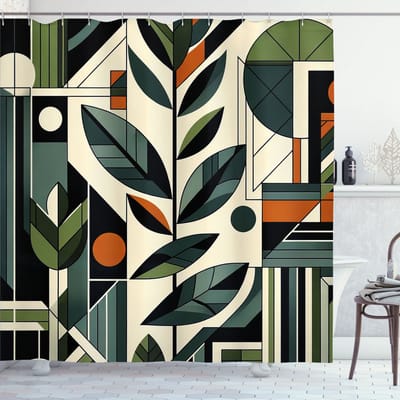 New Bed, Douchegordijn Mid-Century Modern Futuristisch Boho, Badkamer Decor Set met Haakjes 180 cm B 200 cm L