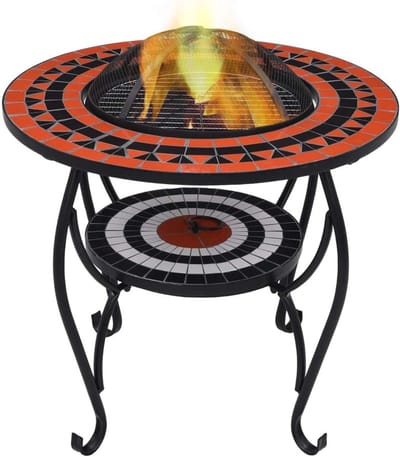 Tafel met vuurkorf - Buitenhaard grill - Terras verwarmen - Mozaïek keramiek - 68 x 68 x 60 cm