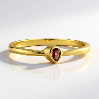 Cavill - Zilveren ring - 925 Sterling zilver verguld - Roze zirkoon 0,245 ct peervormig - Elegante minimalistische damesring modern