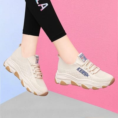 Damesschoenen Lente Nieuwe Vliegende Weefsel Casual Schoenen Muffinbodem Slanke Papa Schoenen Licht Zachte Zool Sportschoenen Enkele Schoenen 40 pink