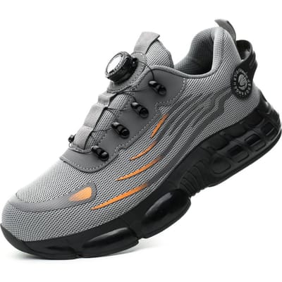 Veiligheidsschoenen met draaibare knop voor heren, stalen neus, ademende werkschoenen, onverwoestbare veiligheidsschoenen. 44 gray