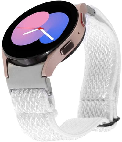 Nylon bandje - geschikt voor Samsung Galaxy Watch 7 (40 & 44mm) / Watch 6 (Classic) / Watch 5 (Pro) / Watch 4 (Classic) / Watch FE - gewoven nylon - wit