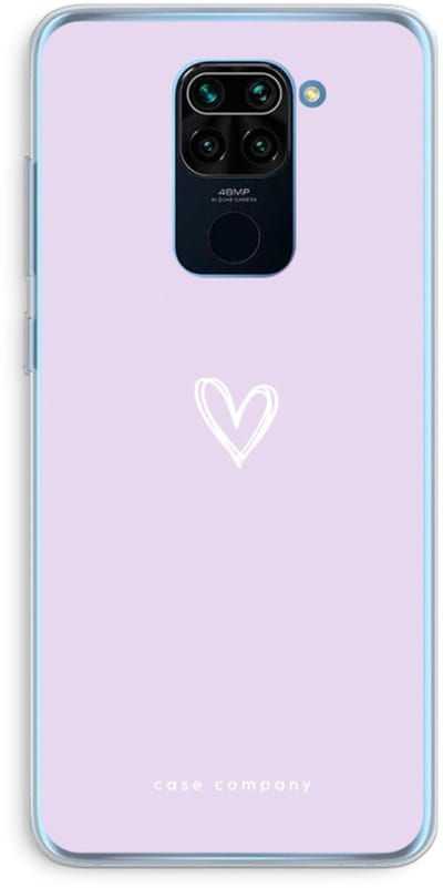 Case Company® - Hoesje geschikt voor Xiaomi Redmi Note 9 hoesje - Klein hartje paars - Soft Cover Telefoonhoesje - Bescherming aan alle Kanten en Schermrand