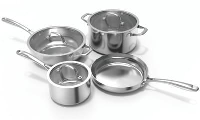 Safecourt Kitchen 7-delige RVS Pannenset - Inductie, Elektrisch, Keramisch & Gas - PFAS & PTFE vrij - Stainless steel