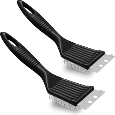 Barbecueborstel - 2 stuks BBQ-borstel - 8 inch - RVS haren met schraper - Zware reiniging voor grill