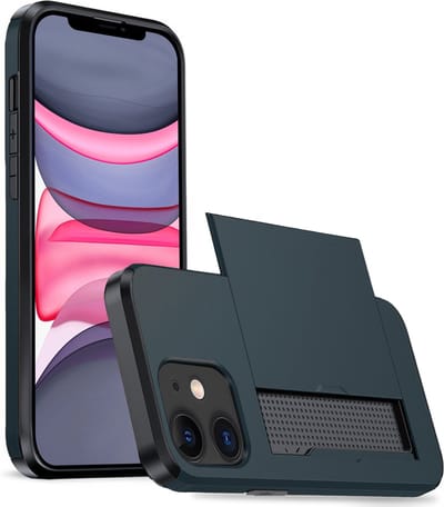 Hoesje Geschikt voor iPhone 11 Hoesje Case Pashouder Hard Cover - Hoes Geschikt voor iPhone 11 Hoesje Met Kaarthouder - Donkerblauw