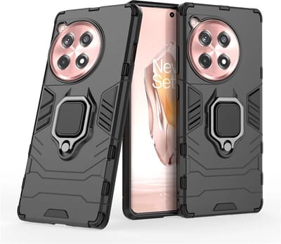 MobyDefend Hoesje - Geschikt voor OnePlus 12R - Dubbelgelaagde Pantsercase Met Standaard - Zwart