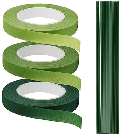 3 Rollen Bloemistenlint en 100 Stuks Groene Bloemendraad voor Bloemenbinden en Handwerk