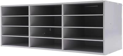 Literatuurorganisatoren – Voor het sorteren van documenten en post in kantoor, thuis, klaslokaal of postkamer – 12 compartimenten kantoorbrievenbus – 80,0 × 31,0 × 30,0 cm – wit, grijs en zwart – kunststof
