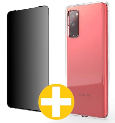 Hoesje en Privacy Screenprotector Combi Geschikt Voor Samsung S20 FE (Fan Edition) - Transparant Hoesje + Privacy Glas