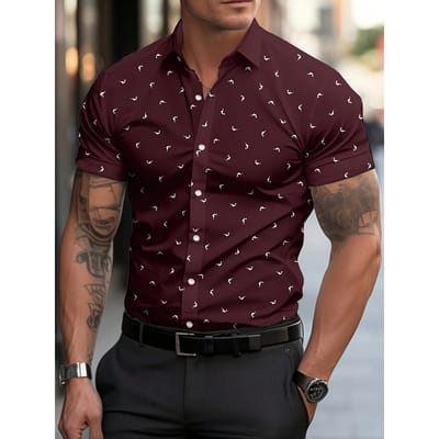 Casual Herenshirt met Korte Mouwen - Zomer Lichtgewicht Ademend Stof met Levendige Blauwe Vissenprint Top L black
