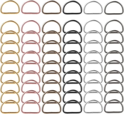 60 Stuks D-vormige Ringen, Multifunctionele Clips voor Sleutelhangers, Portemonnees en Hondenlijnen, DIY Accessoires in 6 Kleuren, 1 Inch