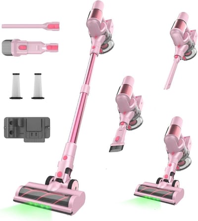 Krachtige Draadloze Stofzuiger Roze - Lichtgewicht en Oplaadbaar