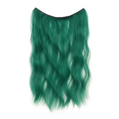 Groen zwart golvend haar extensie extensions dames clip in haar verlenging wavy haarstuk arctisch groen kleuraccent natuurlijk ogend clip weft