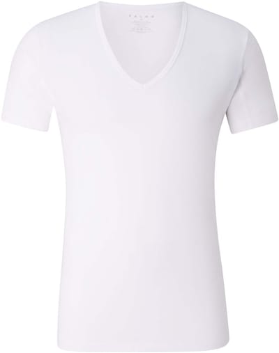 FALKE Daily Climate Control Deep V-Neck sneldrogend katoen top van onderlaag heren wit - maat S