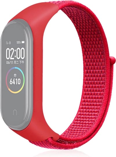Nylon bandje - geschikt voor Xiaomi Mi Band 3 / Mi Band 4 / Mi Band 5 / Mi Band 6 - rood