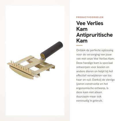 Dailygoods- Vee Kam Ergonomisch Ontwerp - Antipruritische Borstel - Grooming Tool - Kam Afwerpen - Materiaal: Ijzer - Afmetingen: 20x14x7cm - Dierenkam