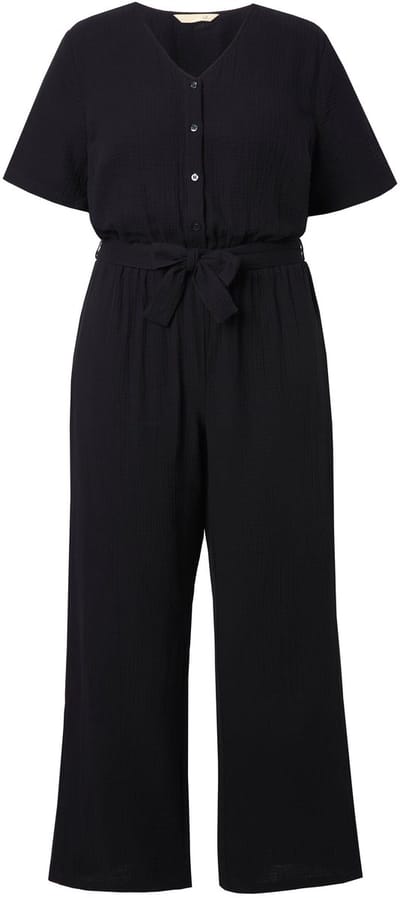 Angel of Style - Dames - Jumpsuit oversized mousseline rechte pijp - Zwart - Maat 50