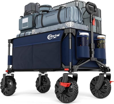 Strand trolley - Opvouwbare kar met grote wielen voor alle terreinen, ideaal voor camping en festivals